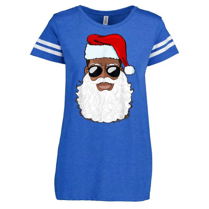 Black Santa African American Enza Ladies Jersey Football T-Shirt