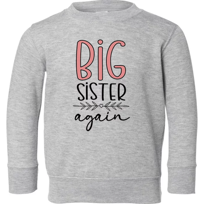 Big Sister Again Pregnancy and Birth Announcement Toddler Sweatshirt