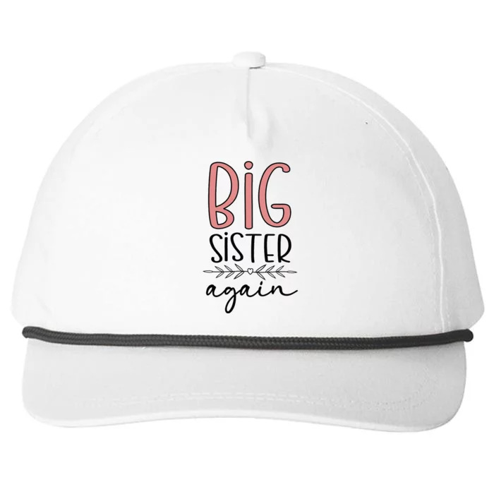 Big Sister Again Pregnancy and Birth Announcement Snapback Five-Panel Rope Hat