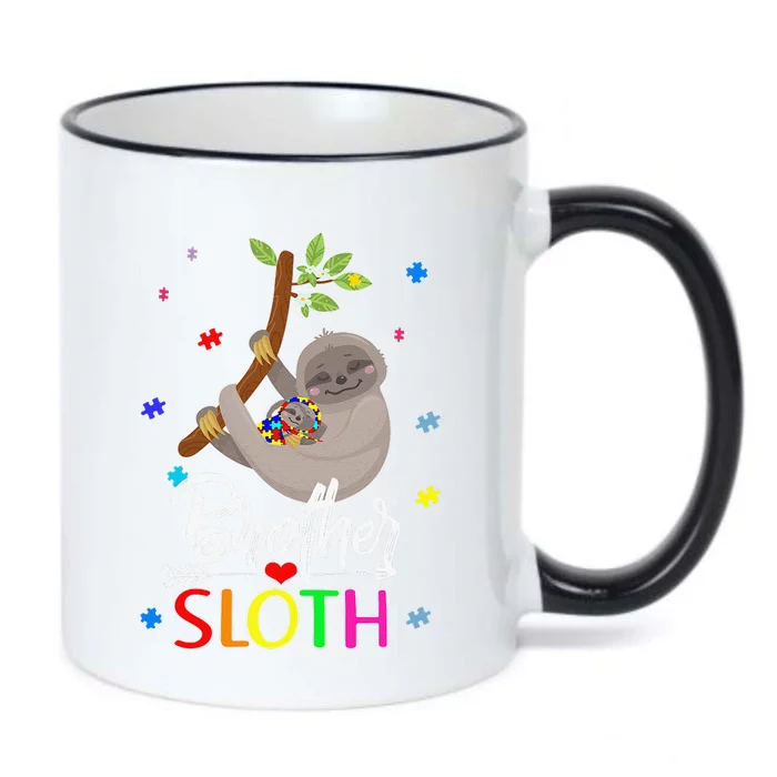 Brother Sloth Autism Awareness Love Supports Black Color Changing Mug