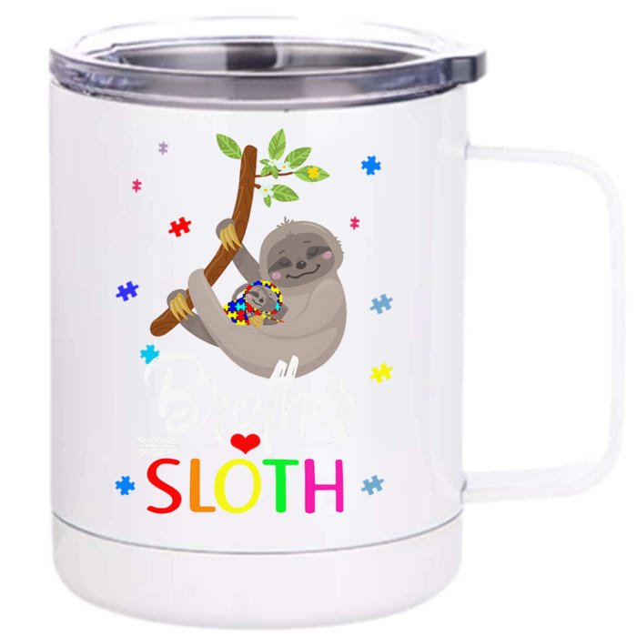 Brother Sloth Autism Awareness Love Supports Front & Back 12oz Stainless Steel Tumbler Cup