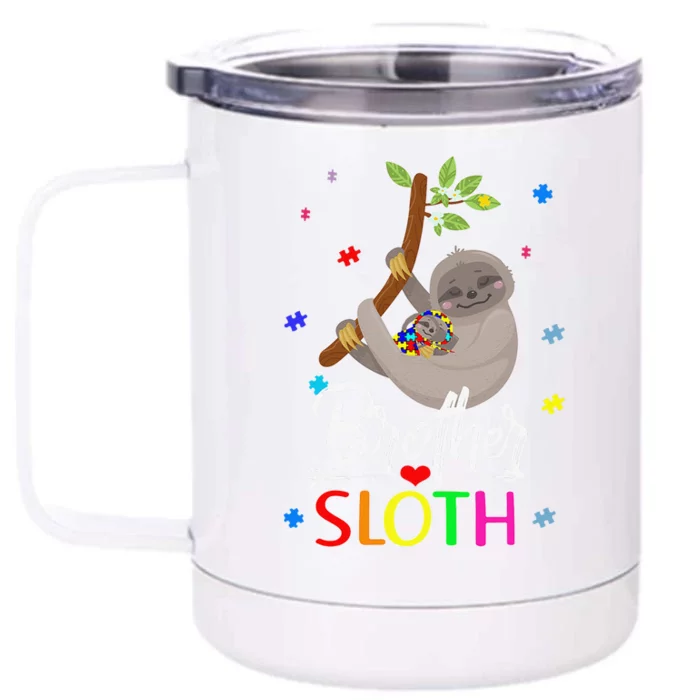 Brother Sloth Autism Awareness Love Supports Front & Back 12oz Stainless Steel Tumbler Cup