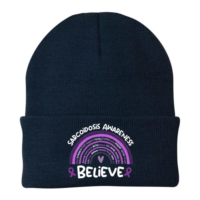 Believe Sarcoidosis Awareness Month Gift Sarcoidosis Cute Gift Knit Cap Winter Beanie