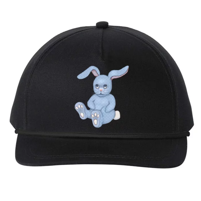 Blue Stuffed Animal Rabbit Snapback Five-Panel Rope Hat