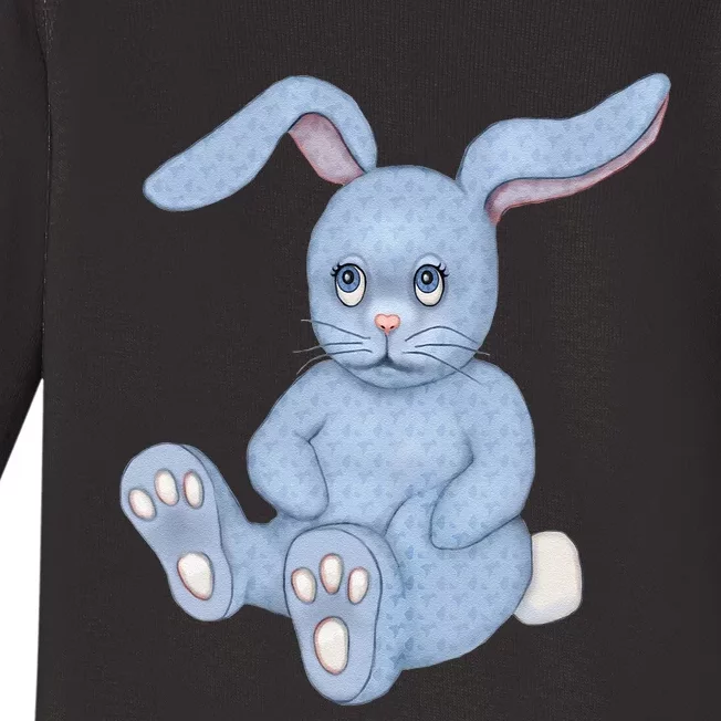 Blue Stuffed Animal Rabbit Baby Long Sleeve Bodysuit