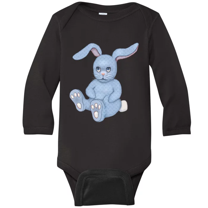 Blue Stuffed Animal Rabbit Baby Long Sleeve Bodysuit