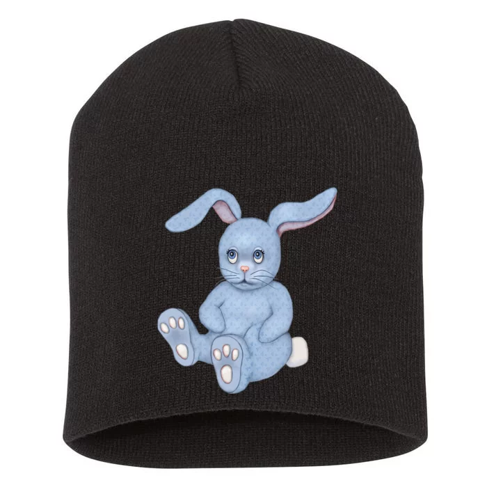 Blue Stuffed Animal Rabbit Short Acrylic Beanie