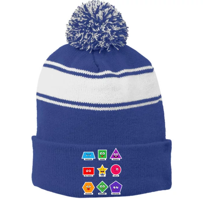 Basic Shapes And Preschoolers Learning Stripe Pom Pom Beanie