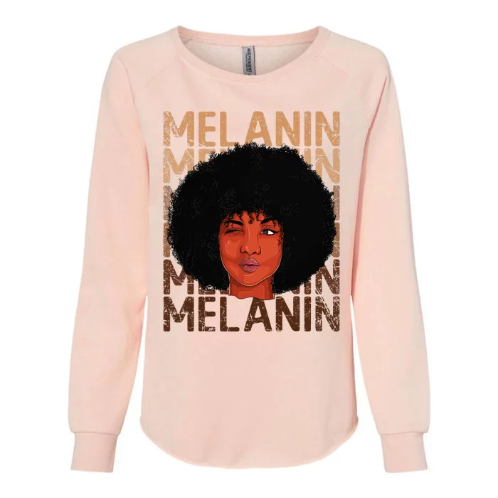 Black Strong  Afro Love Melanin African Womens California Wash Sweatshirt