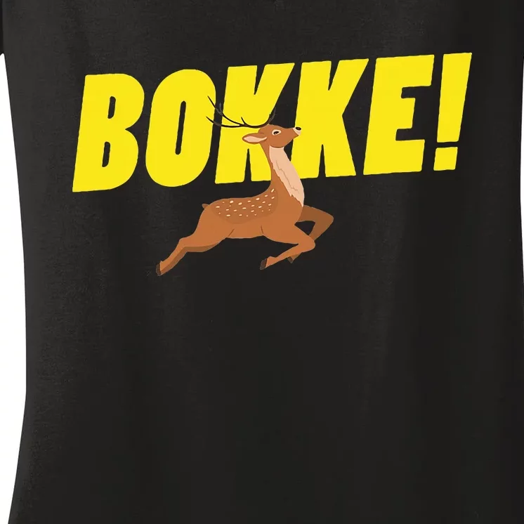 Bokke! South Africa Rugby Springbok South African Women's V-Neck T-Shirt