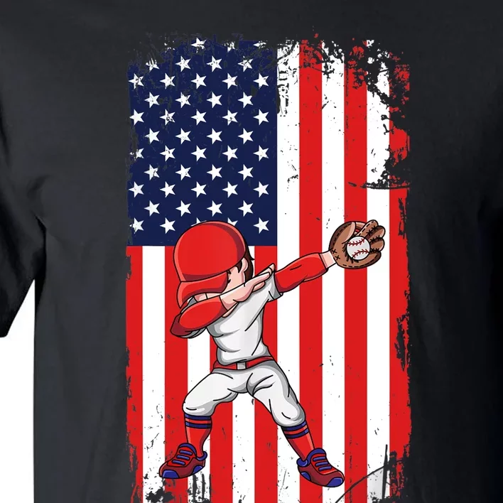 Baseballer Sports Athlete US Flag Dabbing Baseball Player Tall T-Shirt