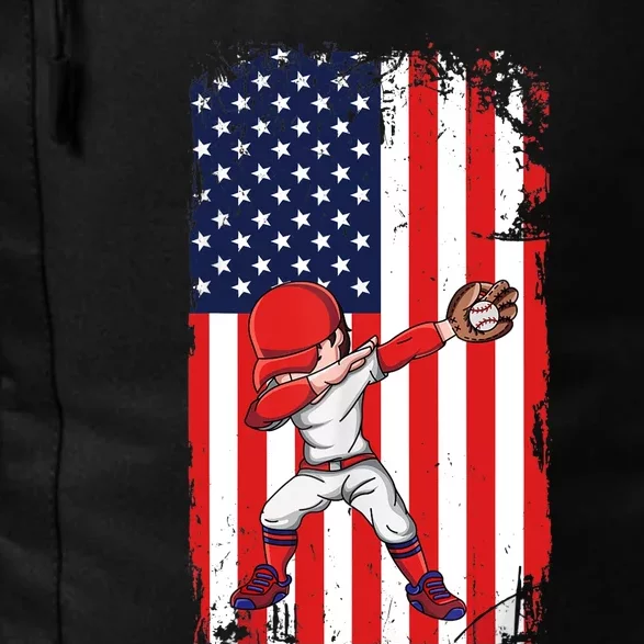 Baseballer Sports Athlete US Flag Dabbing Baseball Player Daily Commute Backpack