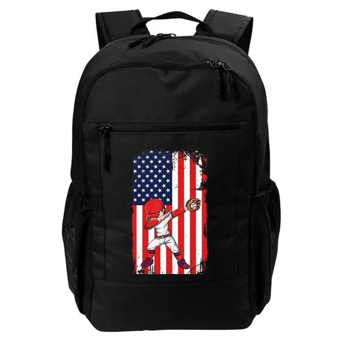 Baseballer Sports Athlete US Flag Dabbing Baseball Player Daily Commute Backpack