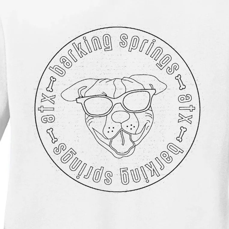 Barking Springs At Zilker Park ATX Gritty Grey Dog Logo Ladies Long Sleeve Shirt