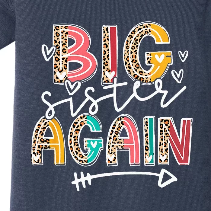 Big Sister Again Leopard Soon To BeSis Announcement Baby Bodysuit