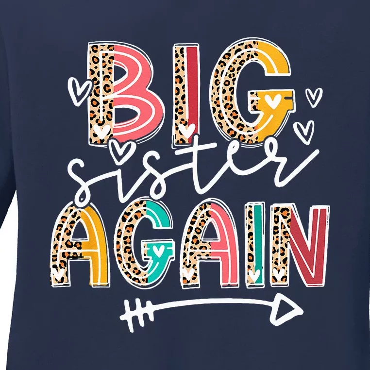 Big Sister Again Leopard Soon To BeSis Announcement Ladies Long Sleeve Shirt