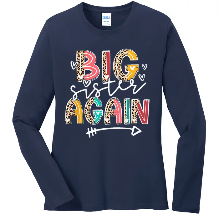 Big Sister Again Leopard Soon To BeSis Announcement Ladies Long Sleeve Shirt