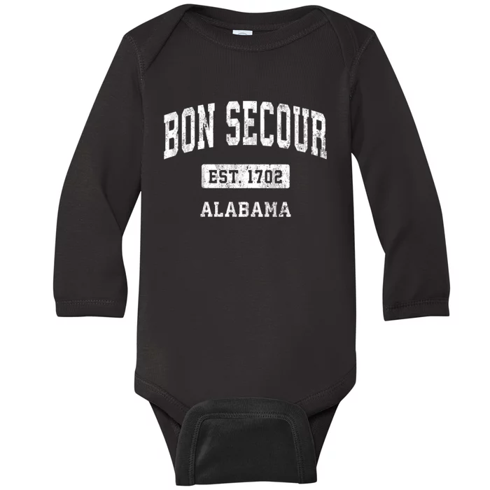 Bon Secour Alabama Al Vintage Sports Baby Long Sleeve Bodysuit