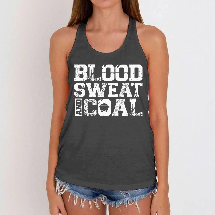 Blood Sweat And Coal For A Coal Miner Women's Knotted Racerback Tank