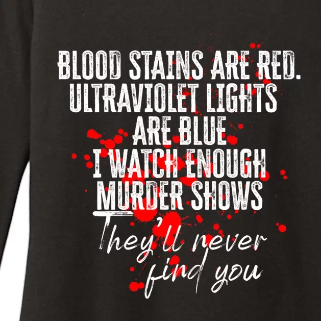 Blood Stains Are Red Ultraviolet Lights Are Blue Sarcastic Cute Gift Womens CVC Long Sleeve Shirt