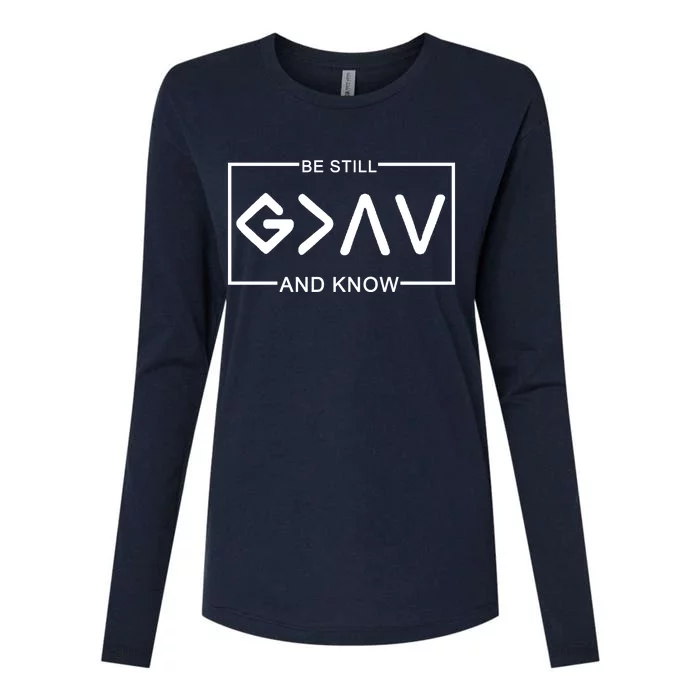 Be Still And Know, God Is Greater Than The Highs And Lows Womens Cotton Relaxed Long Sleeve T-Shirt