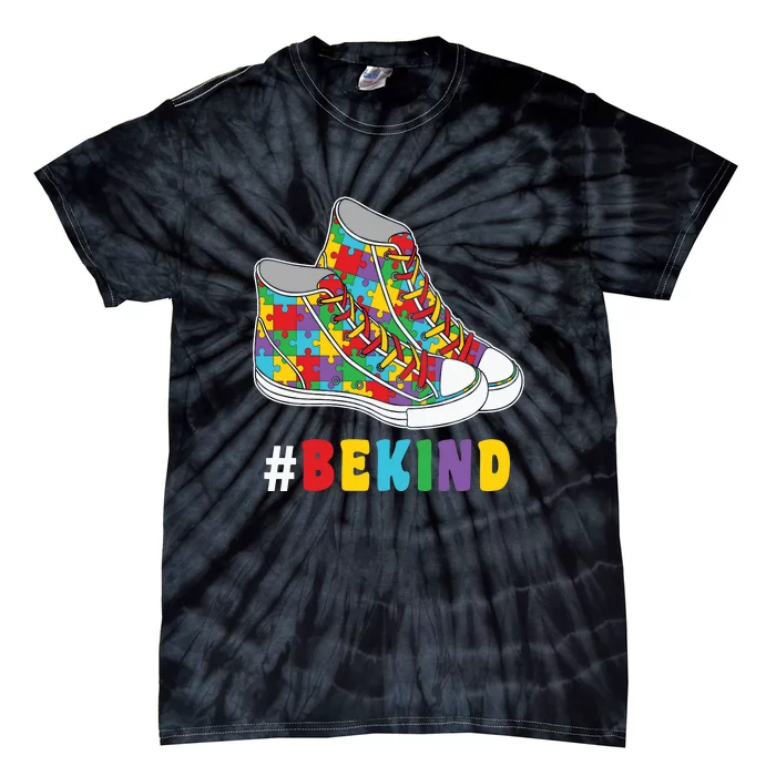 Bekind Shoes Autism Puzzle Autism Awareness Day Tie-Dye T-Shirt