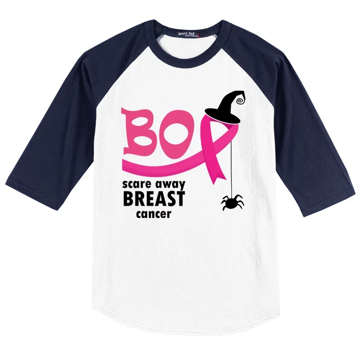 Boo Scare Away Breast Cancer Awareness Spooky Baseball Sleeve Shirt