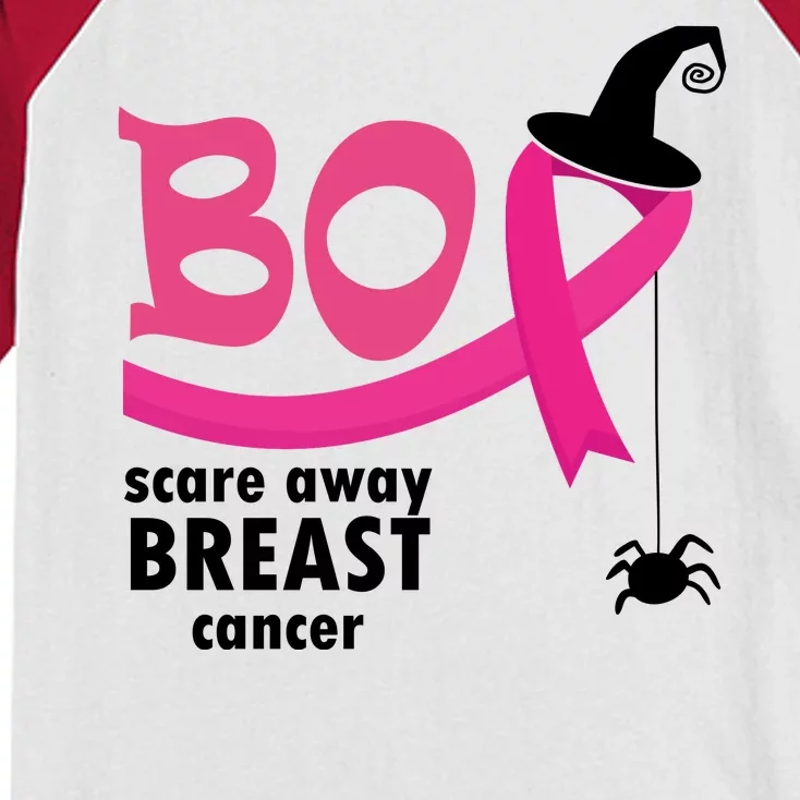 Boo Scare Away Breast Cancer Awareness Spooky Kids Colorblock Raglan Jersey