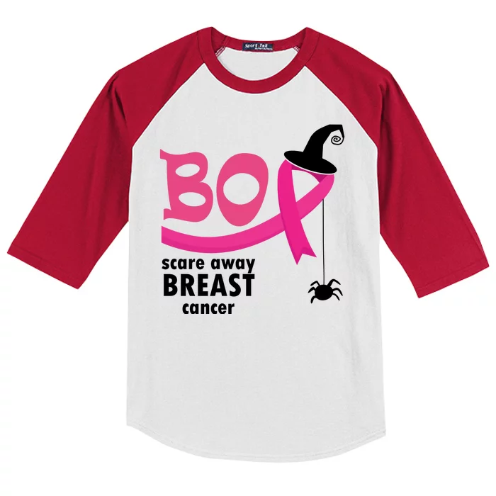 Boo Scare Away Breast Cancer Awareness Spooky Kids Colorblock Raglan Jersey