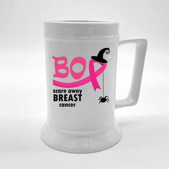 Boo Scare Away Breast Cancer Awareness Spooky Front & Back Beer Stein