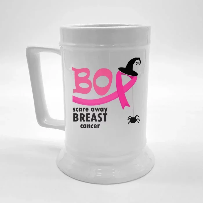 Boo Scare Away Breast Cancer Awareness Spooky Front & Back Beer Stein