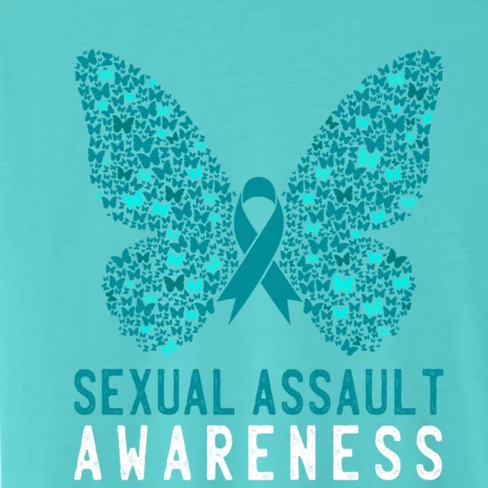 Butterfly Sexual Assault Awareness Month Teal Ribbon Support Gift ChromaSoft Performance T-Shirt