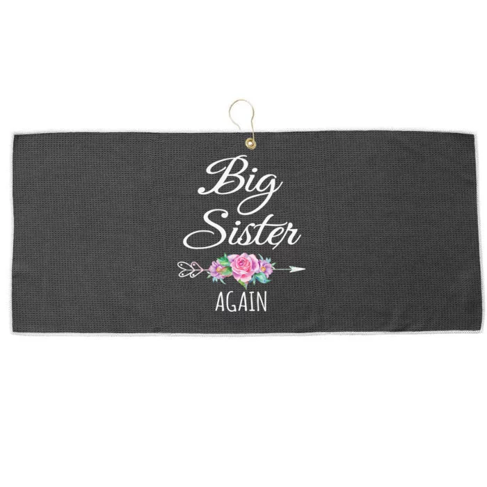 Big Sister Again Big Sister Announcement Large Microfiber Waffle Golf Towel