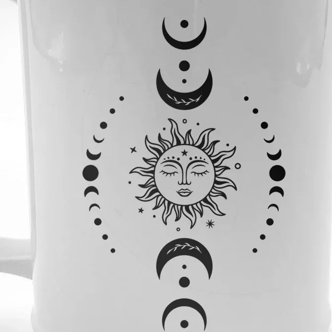 Boho Sun And Moon Celestial Crescent Moon Phases Funny Gift Men Women Front & Back Beer Stein