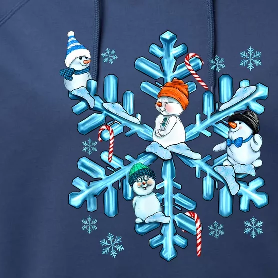 Blue Snowflakes And Snowman Merry Christmas Family Matching Performance Fleece Hoodie