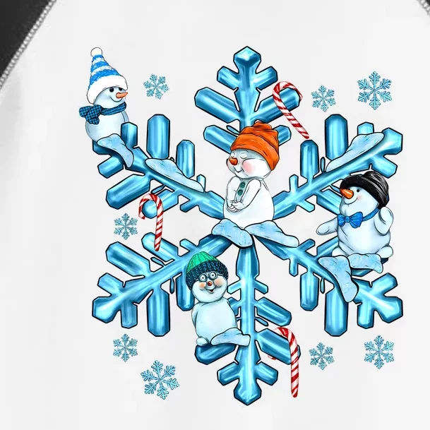 Blue Snowflakes And Snowman Merry Christmas Family Matching Toddler Fine Jersey T-Shirt