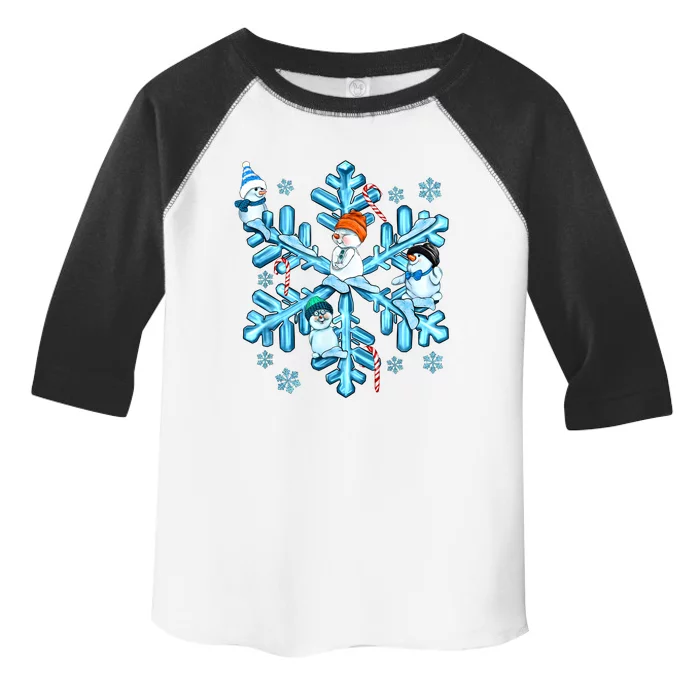 Blue Snowflakes And Snowman Merry Christmas Family Matching Toddler Fine Jersey T-Shirt