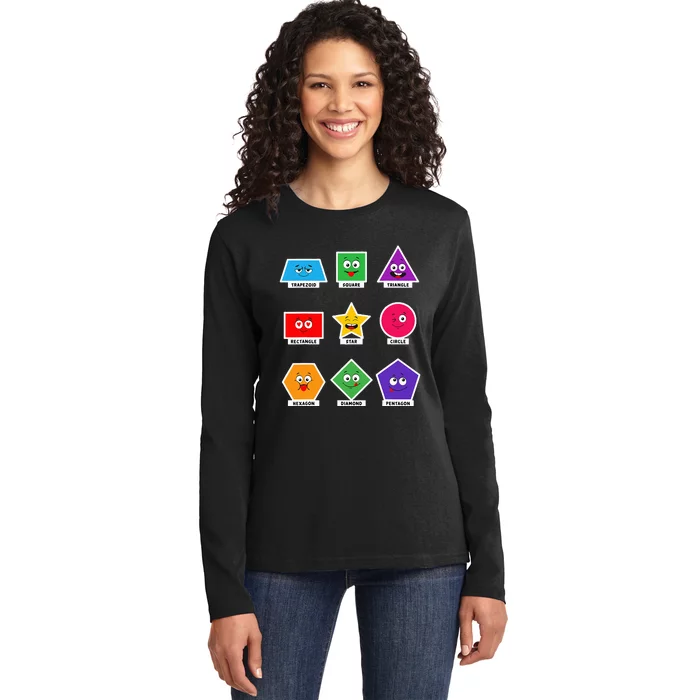 Basic Shapes And Preschoolers Learning Ladies Long Sleeve Shirt