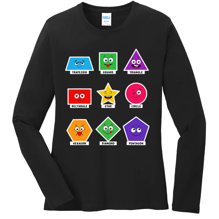 Basic Shapes And Preschoolers Learning Ladies Long Sleeve Shirt