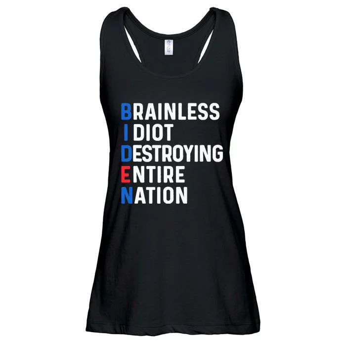 Biden Sucks Anti Biden Idiot Funny Political humor Ladies Essential Flowy Tank