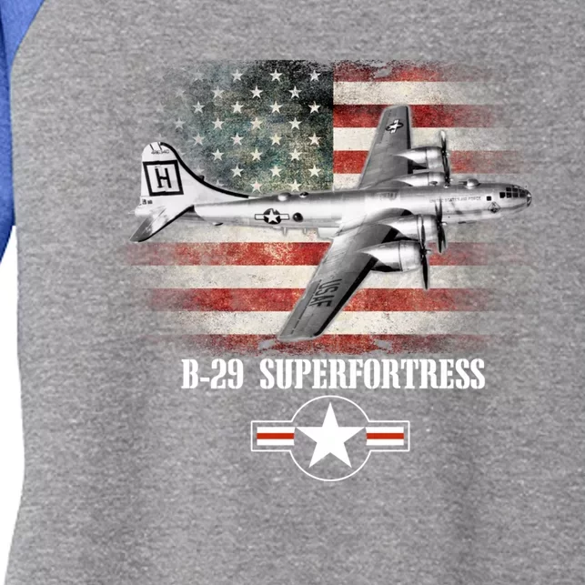 Bgift29 Superfortress American Flag Patriotic Gift Usaf Gift Women's Tri-Blend 3/4-Sleeve Raglan Shirt