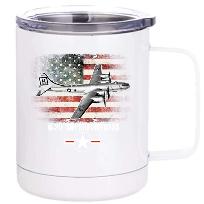 Bgift29 Superfortress American Flag Patriotic Gift Usaf Gift Front & Back 12oz Stainless Steel Tumbler Cup