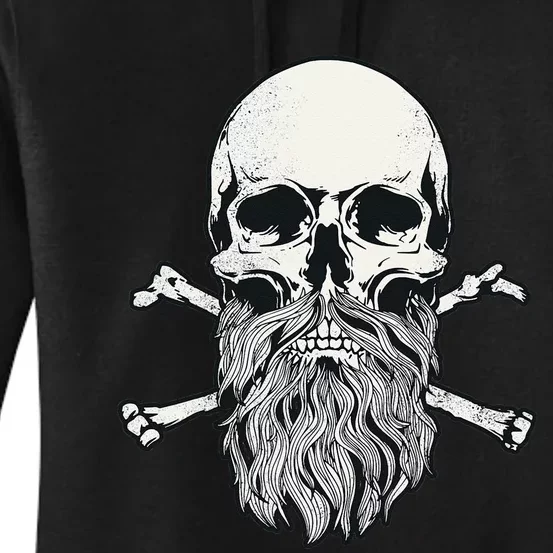 Bearded Skull and Crossbones Pirate Beard Women's Pullover Hoodie