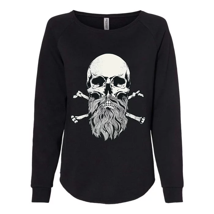 Bearded Skull and Crossbones Pirate Beard Womens California Wash Sweatshirt