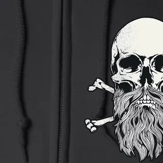 Bearded Skull and Crossbones Pirate Beard Full Zip Hoodie