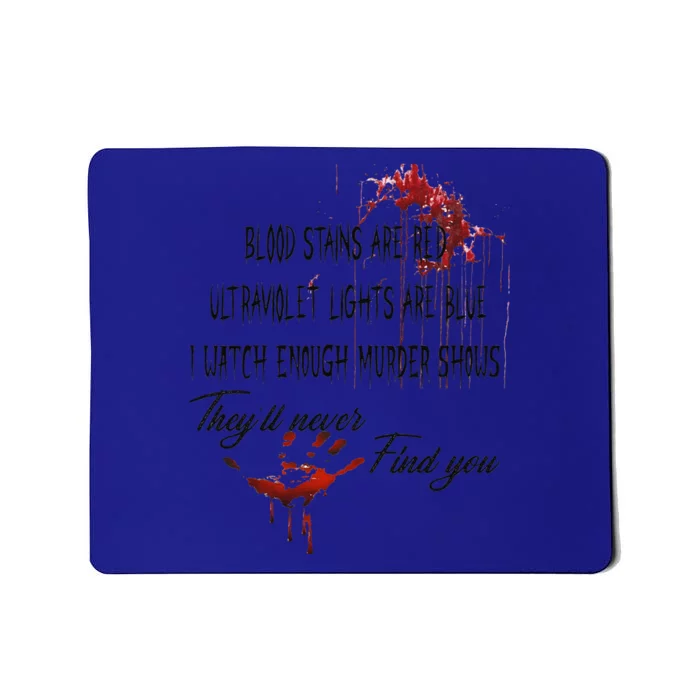 Blood Stains Are Red Ultraviolet Lights Are Blue Halloween Mousepad