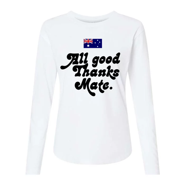 British Slogans All Good Thanks Mate Womens Cotton Relaxed Long Sleeve T-Shirt