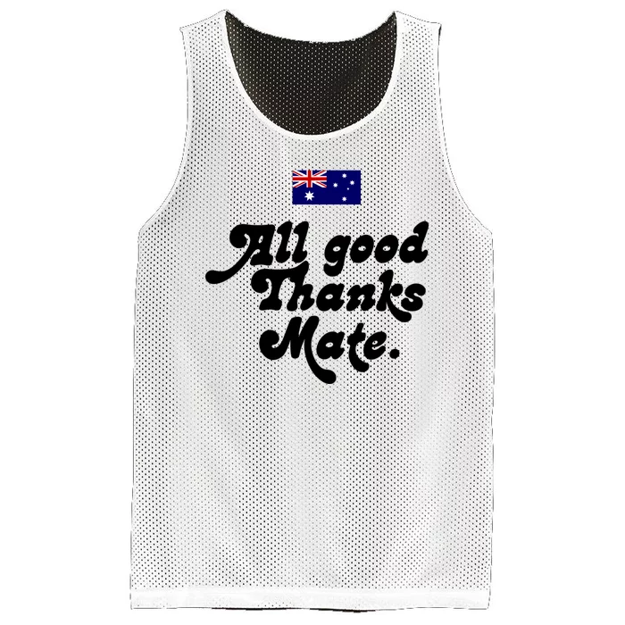 British Slogans All Good Thanks Mate Mesh Reversible Basketball Jersey Tank