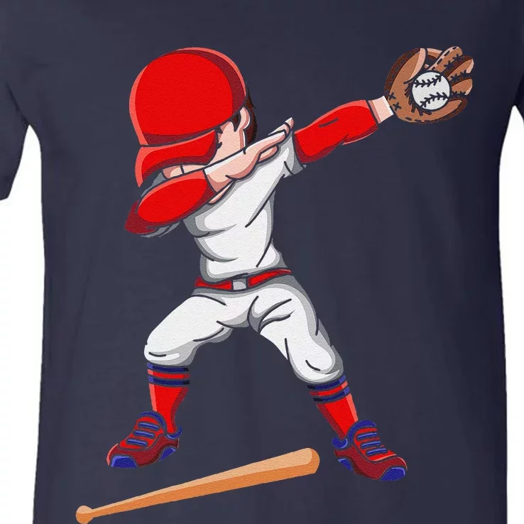 Baseballer Sports Athlete Dabbing Baseball Player V-Neck T-Shirt