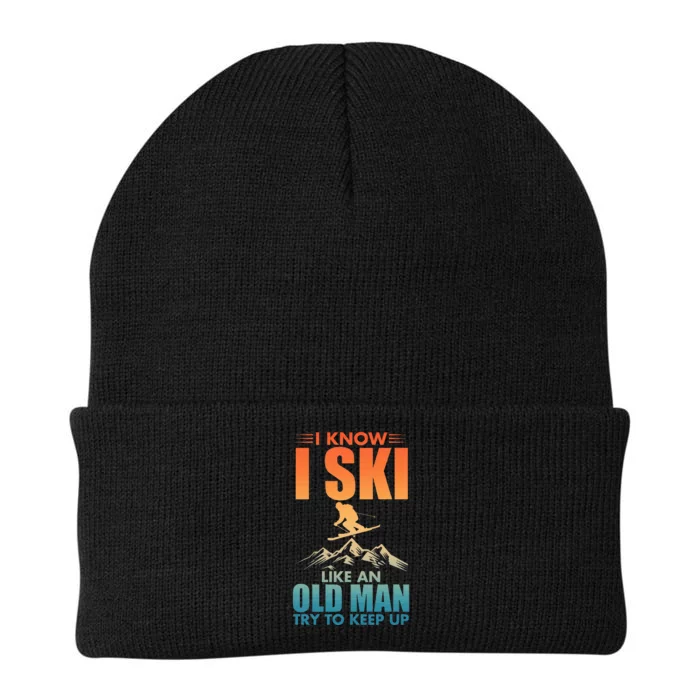 Best Ski Art For Grandpa Skiing Nordic Skier Skiing Knit Cap Winter Beanie